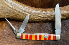 Winchester, Trademark, USA., 3 Blade Splitback Whittler Knife, Candy Stripe, 4