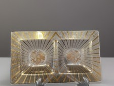 Georges Briard Glass & Gold Double Serving Snack Plate Tray. picture