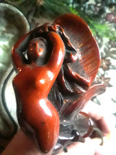 Antq 1900s CPF Nude Female Figural Carved Meerschaum Pipe◇Deep Amber◇Velvet Case picture