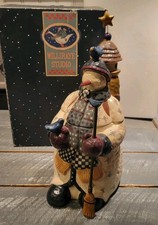 Williraye Studio Snowman Cookie Jar WW2625 2001 Christmas Birds Folk Art Boxed picture