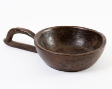 Antique Philippine Ifugao Tribe Carved Wood Bowl with Looped Handle 17