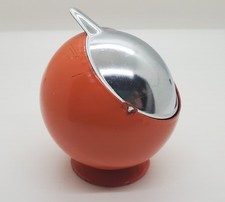 Vintage orange space age mcm Quist smokny metal ball flip ashtray picture
