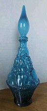 VTG Empoli Teal Blue Fruit Basket Italian Genie Bottle Decanter Stopper 16
