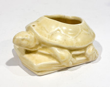 Vintage NELSON MCCOY Pottery Yellow TURTLE Flower Holder 1940s Mini Planter RARE picture