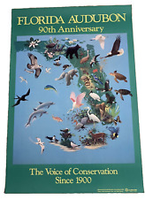 Florida Audubon 90th Anniversary Voice Of Conservation Since 1900 Poster Vintage picture