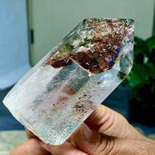 296G Natural high-quality Himalayan green ghost water crystal cluster healing picture
