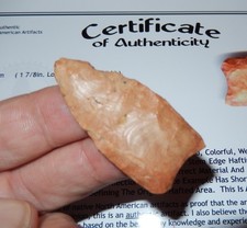 COLORFUL ORANGE PATINATED FLUTED CLOVIS POINT W/KEN PARTAIN COA TENNESSEE C217 picture