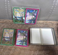 Vintage MMA Tiffany Windows Playing Cards Double Deck Sealed Glass Art 1990s B1O picture