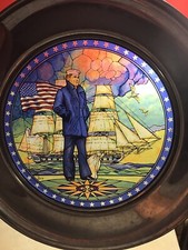 US Navy Memorial Commemorative Stained Glass Plate “The Loan Sailor”Jack Woodson picture