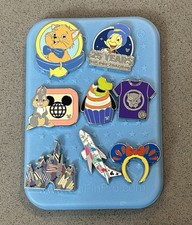 Disney 7 Pin Lot with Mini PinFolio Board Snow White Earband Thumper Goofy Plane picture