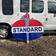 Standard  Gas Station Torch Double Sided Sign Heavy 56in Plastic picture