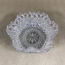 Vintage Pressed Glass Trinket Dish Ruffled Edge Jewellery Bowl picture