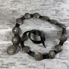 VINTAGE NATIVE AMERICAN NAVAJO STERLING SILVER STAR CONCHO BELT WITH MAKERS MARK picture