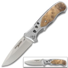Speed Tech Gentleman’s Knife with Burl Wood Handle – Folding EDC Pocket Knife picture