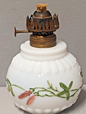Antique Miniature Opalescent Milk Glass Night Light Oil Lamp 1890 Est. picture