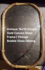 Antique 16x10 Ornate Gold Convex Glass Frame | Vintage Bubble Glass Oblong... picture