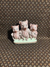 Vintage Collectable Porcelain Three 3 Little Pigs Figurine ~ Japan picture