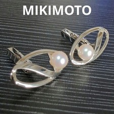MIKIMOTO Genuine Pearl Cufflinks Silver Men's Jewelry picture