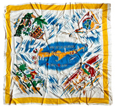 Vintage 1950s Gulf Of California Baja Mexico Souvenir  Square Scarf picture