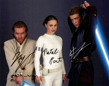 HAYDEN CHRISTENSEN  EWAN MCGREGOR  NATALIE Star Wars Signed 8x10 Autogra G2U picture