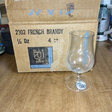 French Brandy Snifters 6 Vtg Riekes Crisa 4oz Hand Blown Crystal Rare NIB picture