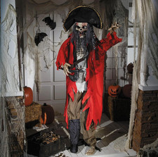 6 Ft Animated Pirate Skeleton Halloween Decoration, Life-Size Standing Prop picture