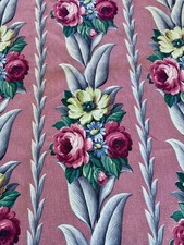 GLAMMY 1930’s Dreamy PINK Glen Court Hollywood Regency Barkcloth Vintage Fabric picture