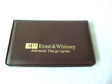 Vtg Ernst & Whinney Vinyl Business Card Holder  BROWN  1980s picture
