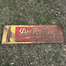 Vintage Rustic Dr Pepper Sign Metal Dated 1939 Good for Life 10 2 4 Size 18x54 picture