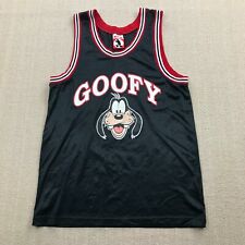VINTAGE 90s Disney Basketball Jersey Mens Medium Black Red Goofy 90s USA picture