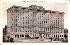 Hotel De Witt Clinton Albany NY New York Old Car VTG Postcard PM Cancel WOB Note picture