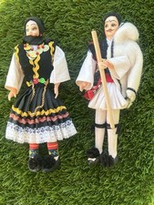 Vintage Pair of Handmade Folk art Souvenir Dolls in Traditional Greek costumes picture