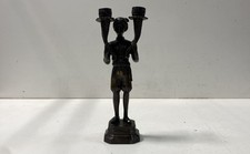 Thai Figural Candelabra Cast Metal Bronze Tone Double Candle Holder 11