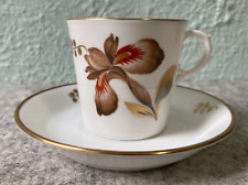Royal Copenhagen Brown Iris Demitasse Demi Cup & Saucer Set Gold Trim Teacup picture