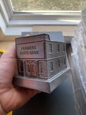 Farmers State Piggy Bank Marion South Dakota Vintage Savings 1.5+LBS Patina GIFT picture