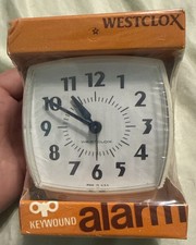 Vtg 1960’s Westclox Keywound Alarm Clock Ivory USA New Sealed Movie Prop picture
