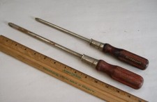 2 Vintage Wood Handle Bridgeport USA Phillips Screwdrivers  8