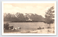 c1930 Lake Atlin Coast Mountains RPPC BC Canada Native Indian Village View Photo picture