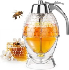 Honey Dispenser 8 Oz, No-Drip Glass Honeycomb Jar with Stand picture