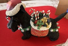 Vtg Scottish Terrier  Danbury Mint Candy Cane Presents Christmas Sculpture NIB picture