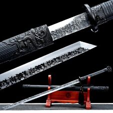40'' Black Dragon Ninja Sword 9260 Spring Steel Japanese Straight Sharp Ninjato picture