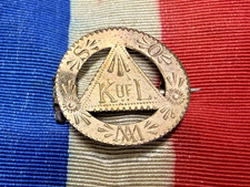 ANTIQUE KNIGHTS OF LABOR ROUND PIN ON PATRIOTIC RIBBON P422 picture
