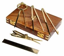 Proportional Divider Set of 5, Full Brass dividers with Wooden Box For Drafting picture