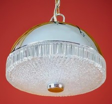 Vintage 1950's-60's MCM Retro Atomic Space Age UFO Dome Chandelier Light Fixture picture