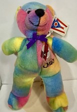 Symbolz Vintage 8” Ohio Buckeye State Tie Dye Beanie Baby Bear New NWT Rare HTF picture