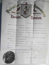1885 Picturesque Letter NJ Knights Templar Palestine No 4 Trenton Masonic Hall picture