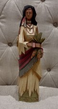 Vintage Pacific Rim Faux Wood Native American Woman with Corn 18” Look picture