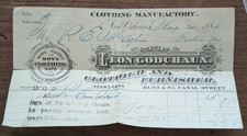 ANTIQUE 1884 LEON GODCHAUX PAPER SALES SLIP CANAL ST NEW ORLEANS BOLTON MS RARE picture