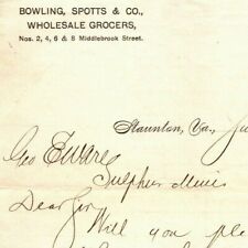 1894 Scarce Bowling, Spotts & Co. Groceries Staunton, VA Letterhead Billhead picture