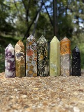 Bulk Crystal Towers Lot- Lepidolite, Green Opal, Snowflake Obsidian & More picture